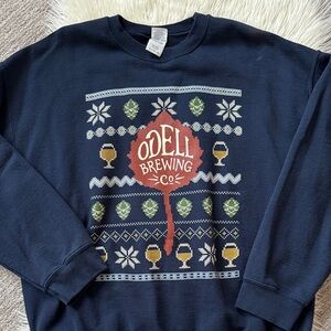 Odell Brewing Co Navy Festive Holiday Crewneck